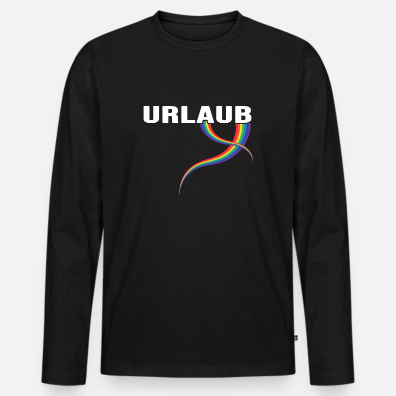 Urlaub Regenbogen Reiseziel - Männer Premium Bio Langarmshirt - Schwarz