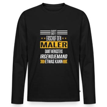 Gott schuf den Maler Beruf Spruch - Männer Premium Bio Langarmshirt - Schwarz - Vorne - Nico (187cm)