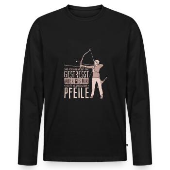 Bogenschütze Bogenschießen Bogensport Pfeil - Männer Premium Bio Langarmshirt - Schwarz - Vorne - Nico (187cm)