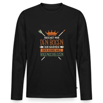 Bogen Bogenschütze Bogenschießen Bogensport - Männer Premium Bio Langarmshirt - Schwarz - Vorne - Nico (187cm)