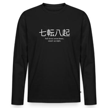 Tomber sept fois se lever huit japonais - T-shirt manches longues Premium bio Homme - noir - Devant - Nico (187cm)