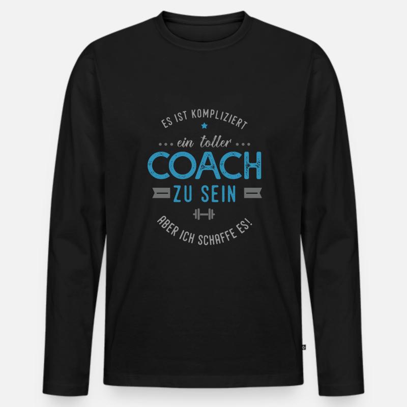coach - Männer Premium Bio Langarmshirt - Schwarz