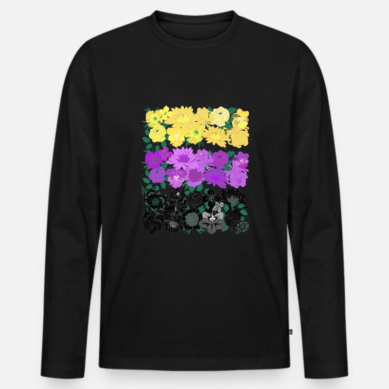 Non binary flower flag - Männer Premium Bio Langarmshirt - Schwarz