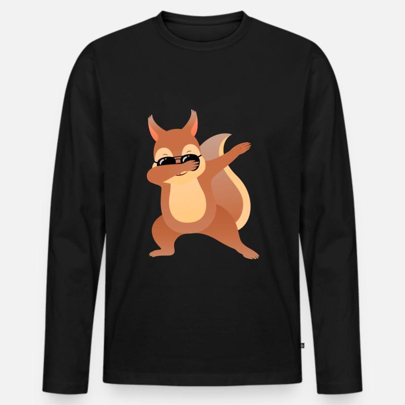 Dab Dabbing Eichhörnchen Mit Sonnenbrille - Männer Premium Bio Langarmshirt - Schwarz
