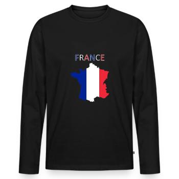 Frankreich Flagge - Kunstdesign - Männer Premium Bio Langarmshirt - Schwarz - Vorne - Nico (187cm)