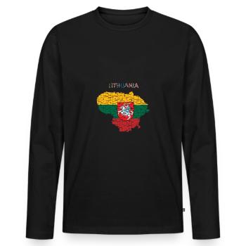 Lithuania Flag - Art Design - Men's Premium Organic Long Sleeve Shirt - black - Front - Nico (187cm)