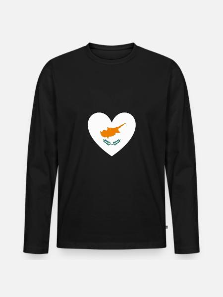 Drapeau de Chypre Coeur - T-shirt manches longues Premium bio Homme - noir