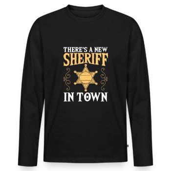 Il y a un nouveau shérif en ville Shérif adjoint - T-shirt manches longues Premium bio Homme - noir - Devant - Nico (187cm)