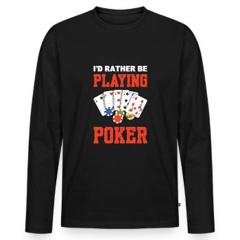 Je préfère jouer au poker - T-shirt manches longues Premium bio Homme - noir - Devant - Nico (187cm)