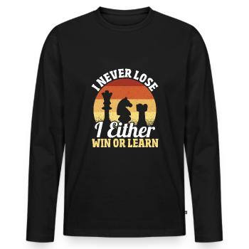 Ich verliere nie Ich gewinne oder lerne - Männer Premium Bio Langarmshirt - Schwarz - Vorne - Nico (187cm)
