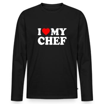 I love my chef - Men's Premium Organic Long Sleeve Shirt - black - Front - Nico (187cm)