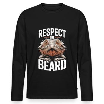 Respect the Beard! Bearded Dragon Reptile Terraristics - Men's Premium Organic Long Sleeve Shirt - black - Front - Nico (187cm)