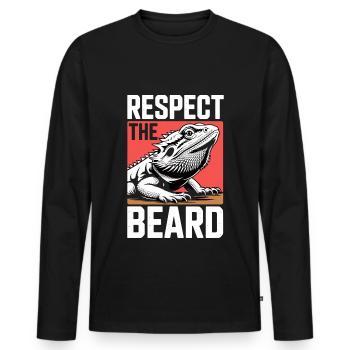 Respect the Beard! Bearded Dragon Reptile Terraristics - Men's Premium Organic Long Sleeve Shirt - black - Front - Nico (187cm)