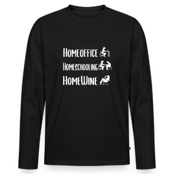 Homeoffice Homeschooling Mother Wine Pun - Men's Premium Organic Long Sleeve Shirt - black - Front - Nico (187cm)
