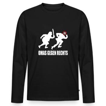 Omas gegen rechts - Männer Premium Bio Langarmshirt - Schwarz - Vorne - Nico (187cm)