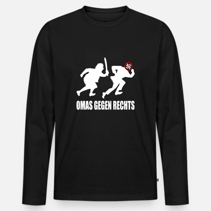 Omas gegen rechts - Männer Premium Bio Langarmshirt - Schwarz
