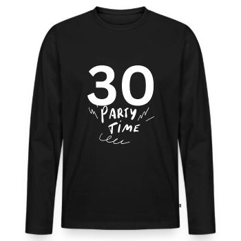 30 - Men's Premium Organic Long Sleeve Shirt - black - Front - Nico (187cm)