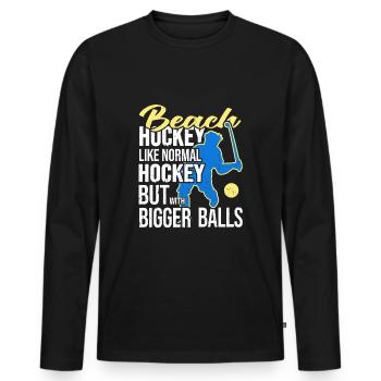 Beachhockey Strandhockeyspieler ProBeachHockey - Männer Premium Bio Langarmshirt - Schwarz - Vorne - Nico (187cm)