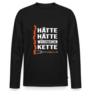 Grillen "hätte hätte Würstchenkette" Grillmeister - Männer Premium Bio Langarmshirt - Schwarz - Vorne - Nico (187cm)