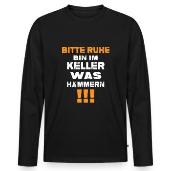 Handwerker DIY Reparatur Heimwerker "der Hammer" - Männer Premium Bio Langarmshirt - Schwarz - Vorne - Nico (187cm)