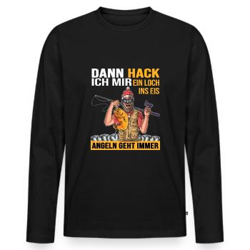 eisangeln angeln eisangler winterangeln angelrute - Männer Premium Bio Langarmshirt - Schwarz - Vorne - Nico (187cm)