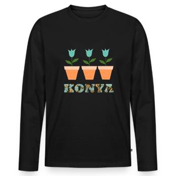 konya e 204 - Männer Premium Bio Langarmshirt - Schwarz - Vorne - Nico (187cm)