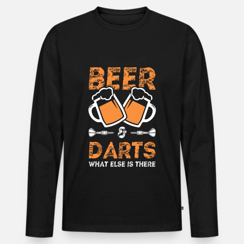 bier und dart - Männer Premium Bio Langarmshirt - Schwarz