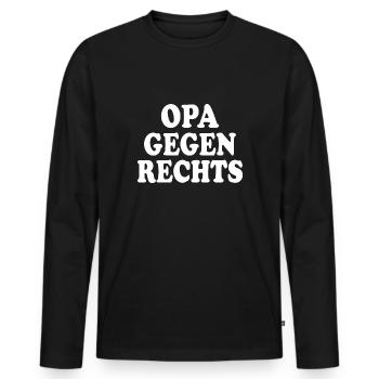 Opa gegen rechts - Männer Premium Bio Langarmshirt - Schwarz - Vorne - Nico (187cm)