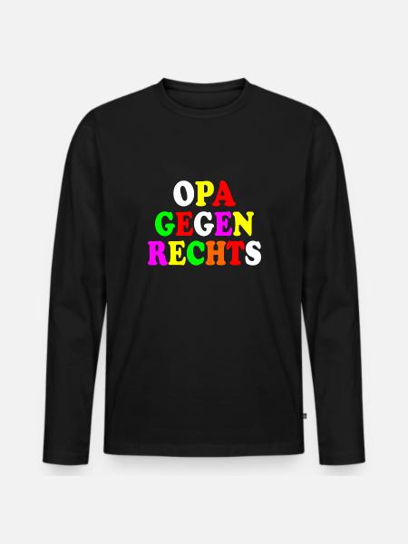 Opa gegen rechts - Männer Premium Bio Langarmshirt - Schwarz