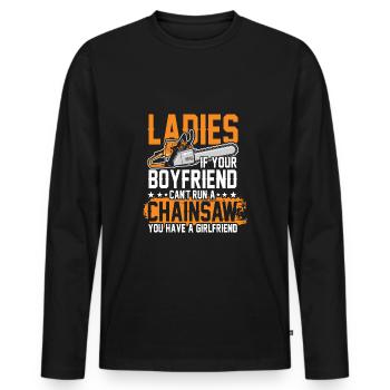 Scie à chaîne en cours d'exécution - T-shirt manches longues Premium bio Homme - noir - Devant - Nico (187cm)