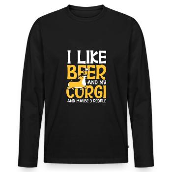 Beer and Corgi - Men's Premium Organic Long Sleeve Shirt - black - Front - Nico (187cm)