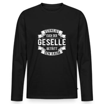 Verneigt euch der Geselle betritt den Raum Geselle - Männer Premium Bio Langarmshirt - Schwarz - Vorne - Nico (187cm)
