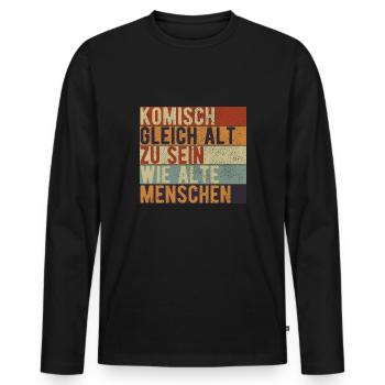 Lustige Vintage Retro Sarkastische Designs Altern - Männer Premium Bio Langarmshirt - Schwarz - Vorne - Nico (187cm)