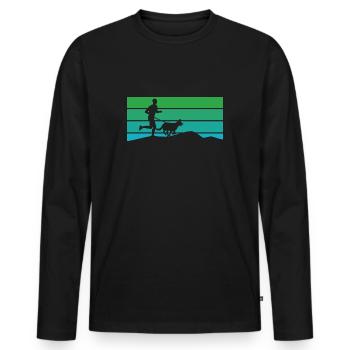 Canicross cross-country avec des sports canins - T-shirt manches longues Premium bio Homme - noir - Devant - Nico (187cm)