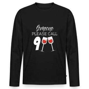 S’il vous plaît appelez quelqu’un 9 vin vin - T-shirt manches longues Premium bio Homme - noir - Devant - Nico (187cm)