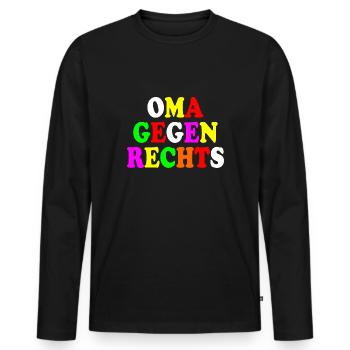 Oma gegen rechts - Männer Premium Bio Langarmshirt - Schwarz - Vorne - Nico (187cm)
