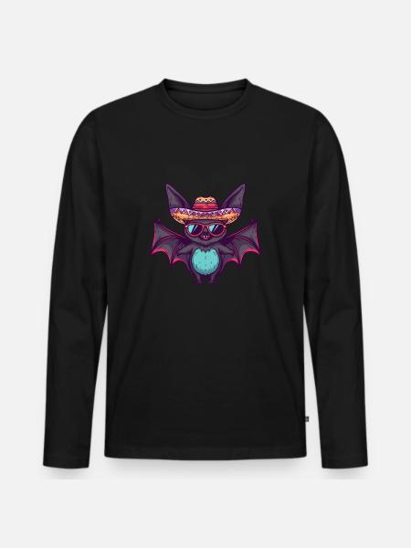 Bat Funny Sombrero - Men's Premium Organic Long Sleeve Shirt - black