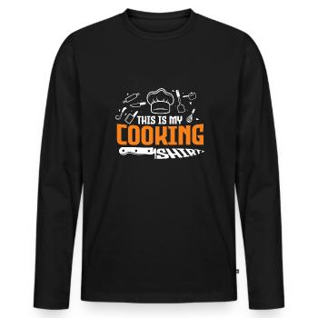 Koch Köchin Kochen Restaurant Kochkunst - Männer Premium Bio Langarmshirt - Schwarz - Vorne - Nico (187cm)