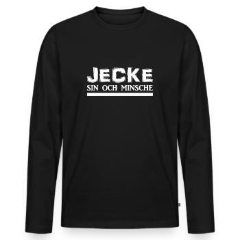 Kölsch - Dialekt - Spruch - Männer Premium Bio Langarmshirt - Schwarz - Vorne - Nico (187cm)