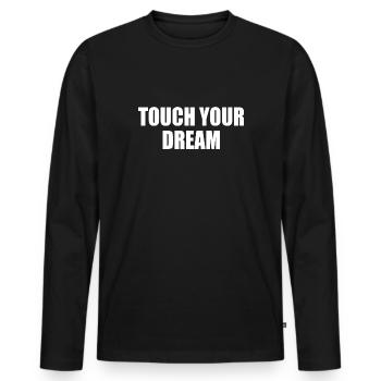 touch your dream - T-shirt manches longues Premium bio Homme - noir - Devant - Nico (187cm)