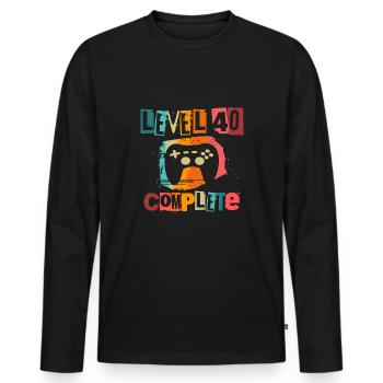 40e anniversaire niveau 40 Complete 40 Ans De Jeu - T-shirt manches longues Premium bio Homme - noir - Devant - Nico (187cm)
