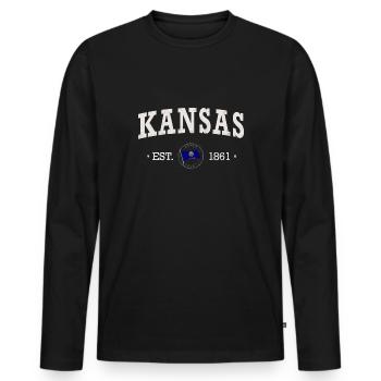 Kansas Est - Männer Premium Bio Langarmshirt - Schwarz - Vorne - Nico (187cm)