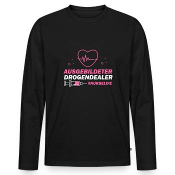 Nurse Life, Krankenschwester, Pflegekraft - Männer Premium Bio Langarmshirt - Schwarz - Vorne - Nico (187cm)