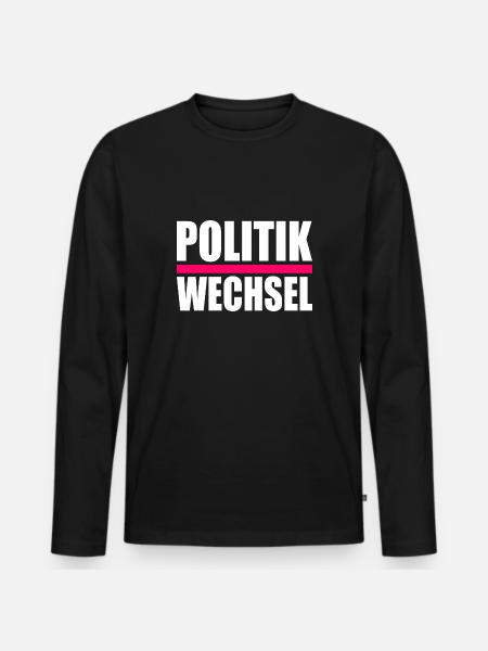 politikwechsel - Männer Premium Bio Langarmshirt - Schwarz