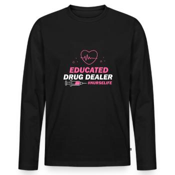 Nurse Life, Krankenschwester, Pflegekraft - Männer Premium Bio Langarmshirt - Schwarz - Vorne - Nico (187cm)