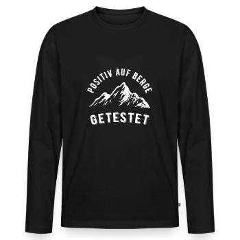 Positiv Auf Berge Getestet Bergsteiger Berg Spruch - Männer Premium Bio Langarmshirt - Schwarz - Vorne - Nico (187cm)