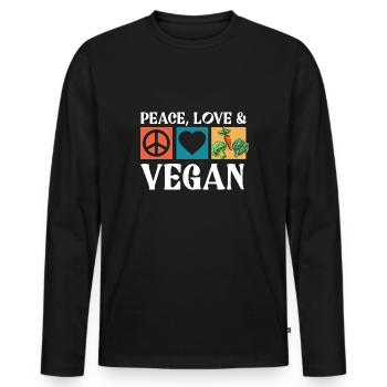 Vegan Veganer Vegetarier Naturschutz Tierschutz - Männer Premium Bio Langarmshirt - Schwarz - Vorne - Nico (187cm)