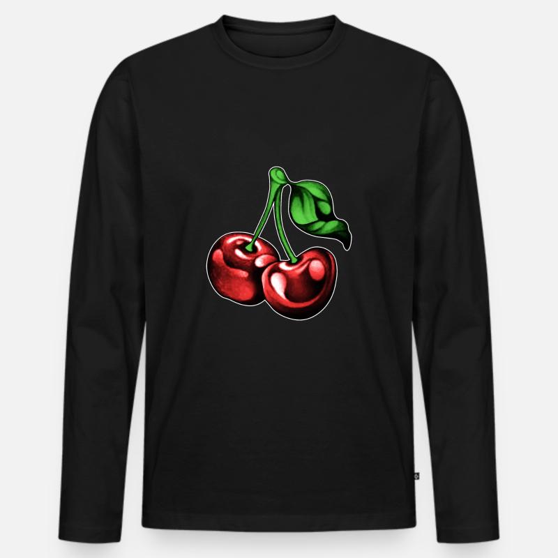 Kirschen Kirsche Obst Früchte Sommer - Männer Premium Bio Langarmshirt - Schwarz