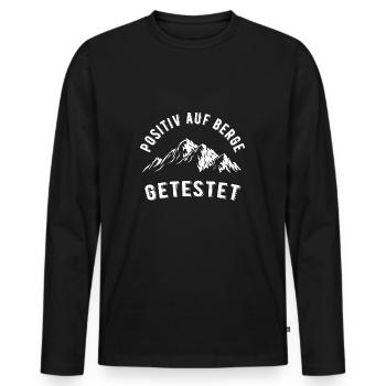 Positiv Auf Berge Getestet Bergsteiger Berg Spruch - Männer Premium Bio Langarmshirt - Schwarz - Vorne - Nico (187cm)