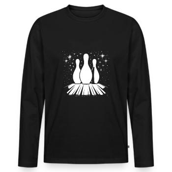 Bowling Pins - Männer Premium Bio Langarmshirt - Schwarz - Vorne - Nico (187cm)